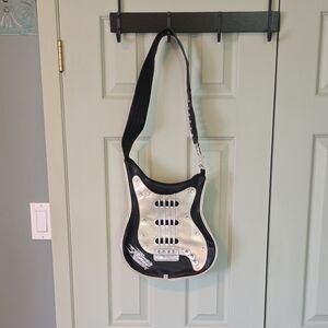 🖤 Silver and Black Guitar-Shaped Shoulder Bag